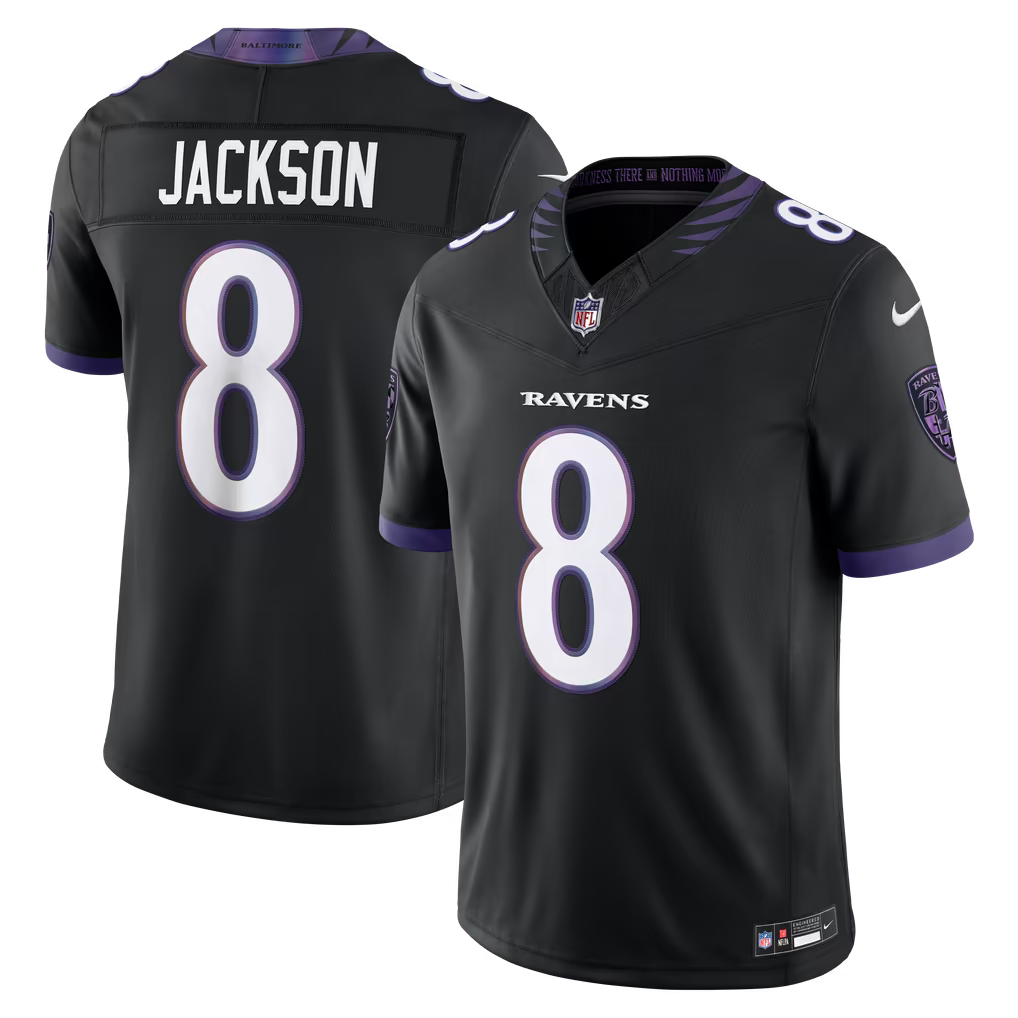 Baltimore Ravens Lamar Jackson Jersey – NFL Nike Alternate Vapor F.U.S.E. Stitched Limited – Black (USA Sourced)
