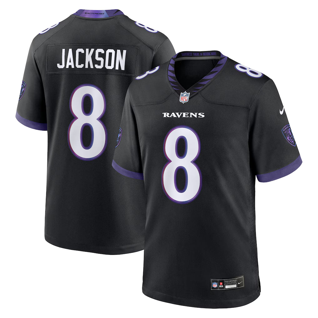 Baltimore Ravens NFL Lamar Jackson Nike Alternate Game Jersey - Black (USA Stock) - UKASSNI