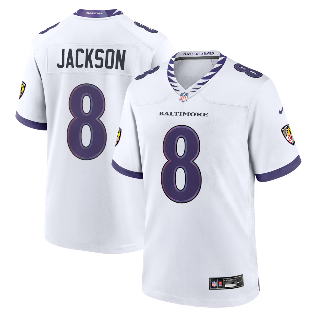 Baltimore Ravens NFL Lamar Jackson Nike Game Jersey - White (USA Stock) - UKASSNI