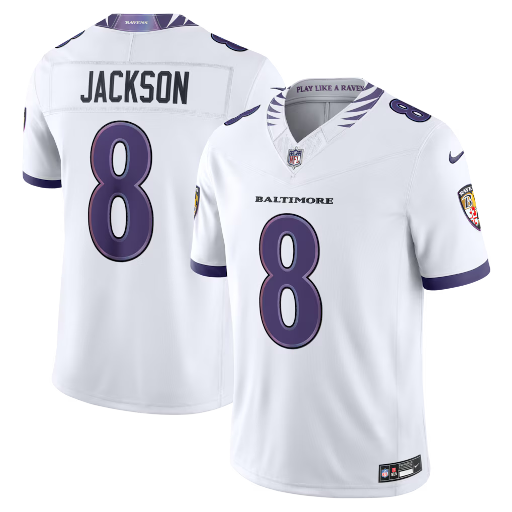 Baltimore Ravens Lamar Jackson Jersey - NFL Nike Vapor F.U.S.E. Stitched Limited – White (USA Sourced)