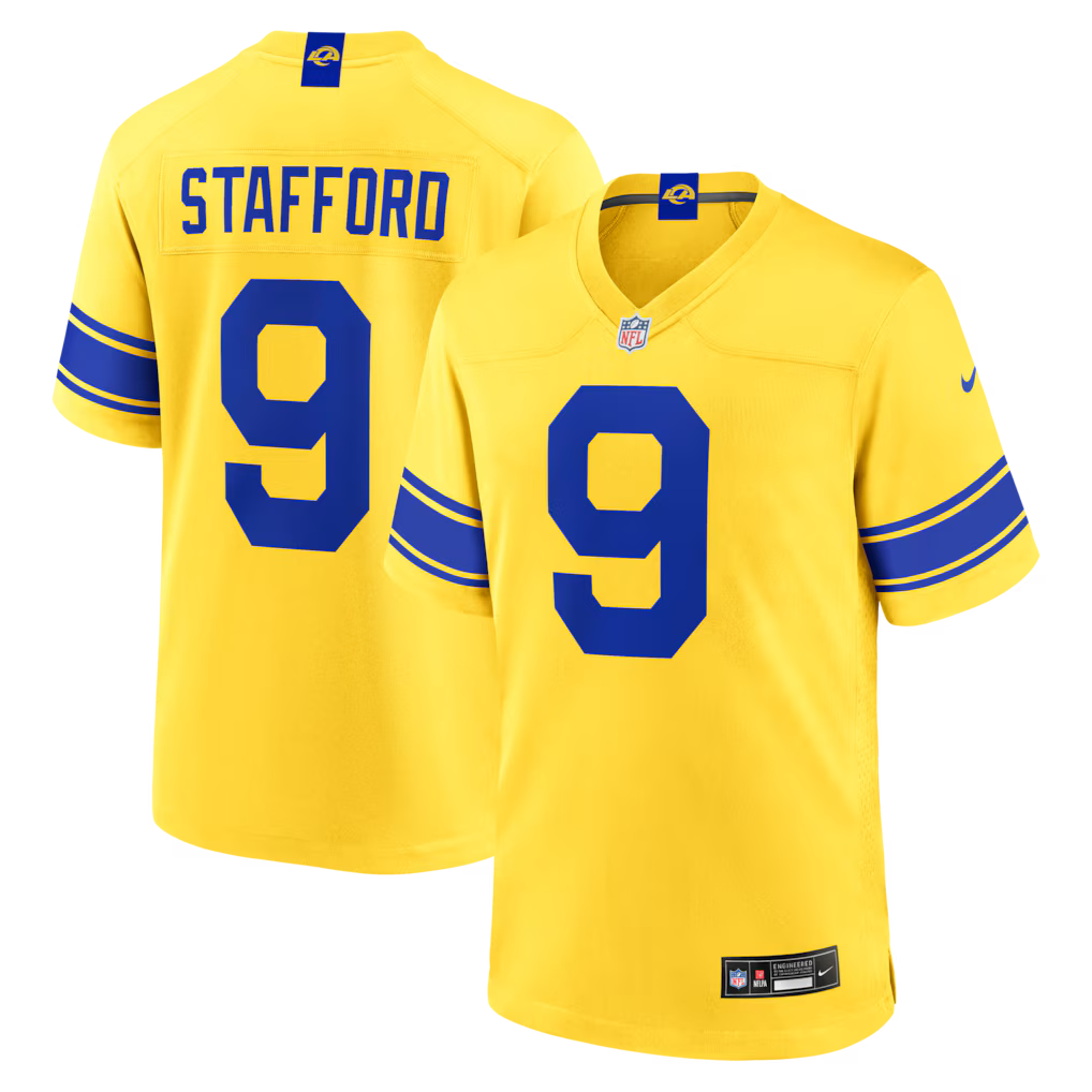 Los Angeles Rams Matthew Stafford Jersey – NFL Nike Classic Sol Game – Gold (USA Sourced)
