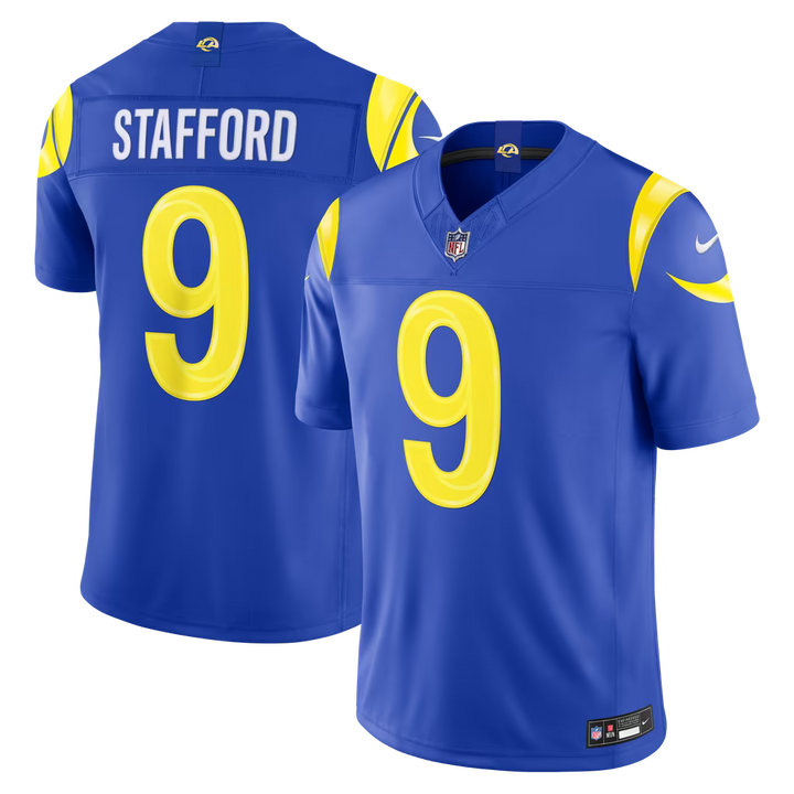 Los Angeles Rams Matthew Stafford Jersey – NFL Nike Team Vapor F.U.S.E. Stitched Limited – 2 Colours (USA Sourced)