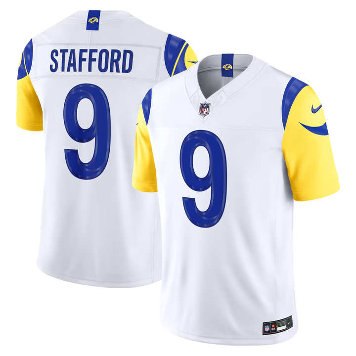 Los Angeles Rams Matthew Stafford Jersey – NFL Nike Team Vapor F.U.S.E. Stitched Limited – 2 Colours (USA Sourced)