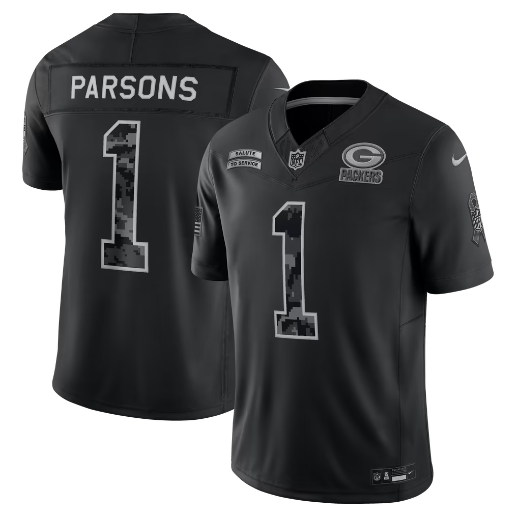 Green Bay Packers Micah Parsons Jersey – NFL Nike 2026 Salute to Service Stitched Limited – Black (USA Sourced)