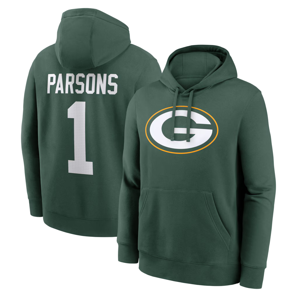 Green Bay Packers NFL Micah Parsons Nike Player Name & Number Fleece Hoodie – Green (USA Stock) - UKASSNI