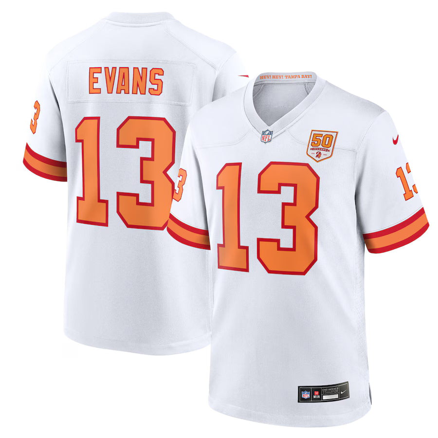 Mike Evans #13 Tampa Bay Buccaneers NFL Nike 50th Season Game Jersey – White (USA Stock) - UKASSNI