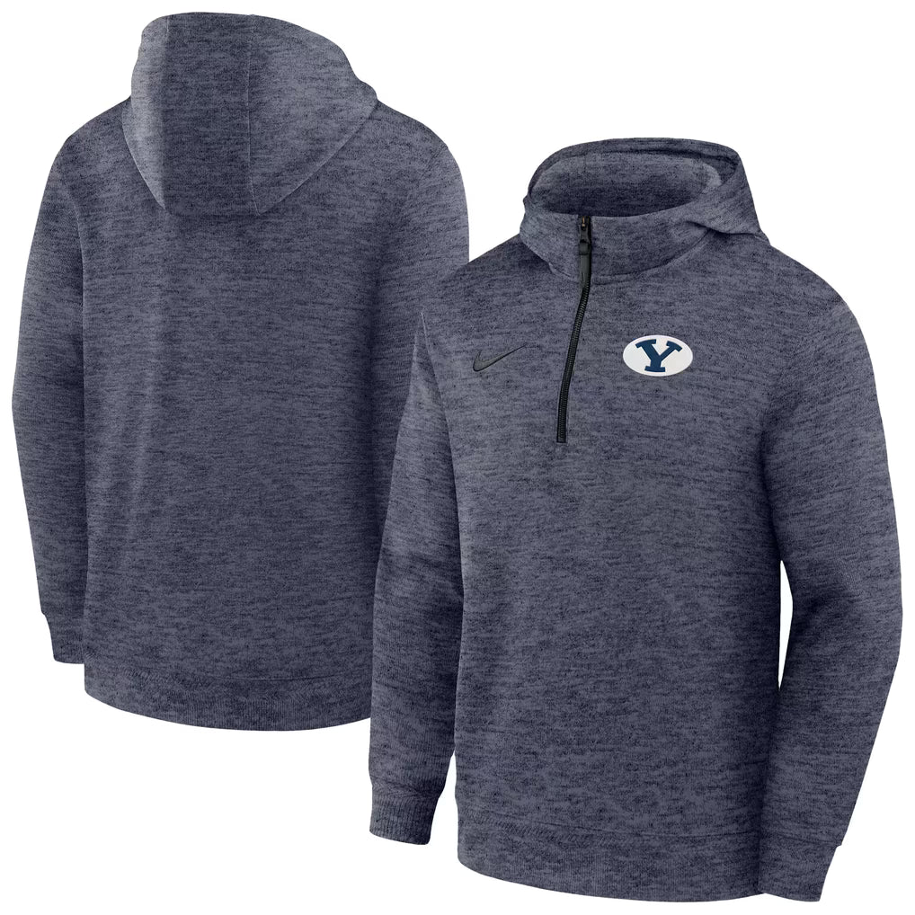 BYU Cougars Hoodie – Nike Coaches Dri-FIT Half-Zip – Navy (USA Sourced) - UKASSNI