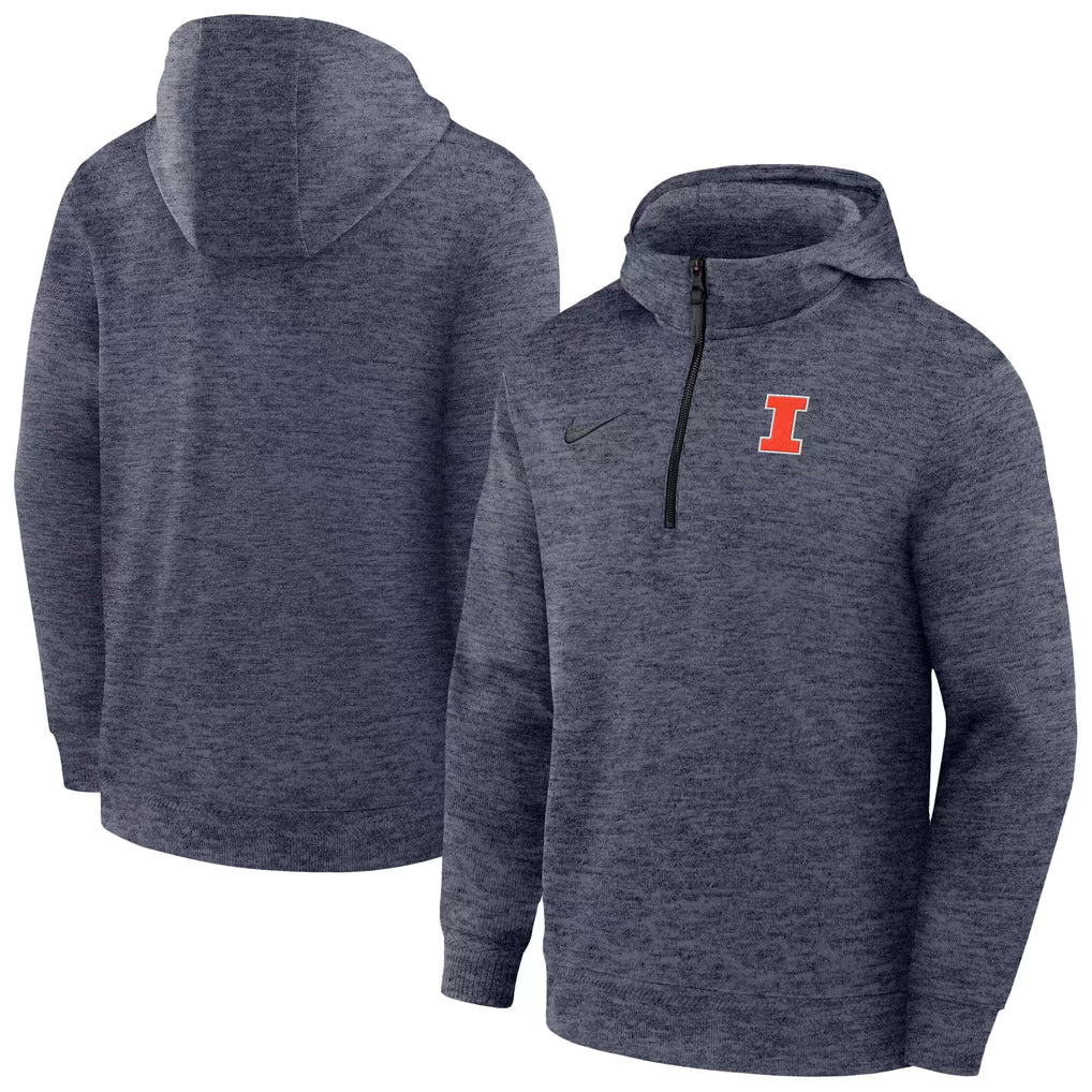 Illinois Fighting Illini Hoodie – Nike Coaches Dri-FIT Half-Zip – Navy (USA Sourced) - UKASSNI
