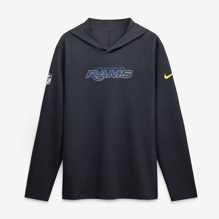 Los Angeles Rams Hooded Long Sleeve Top – NFL Nike Rivalries Collection Sideline Lightweight – Navy (USA Sourced)
