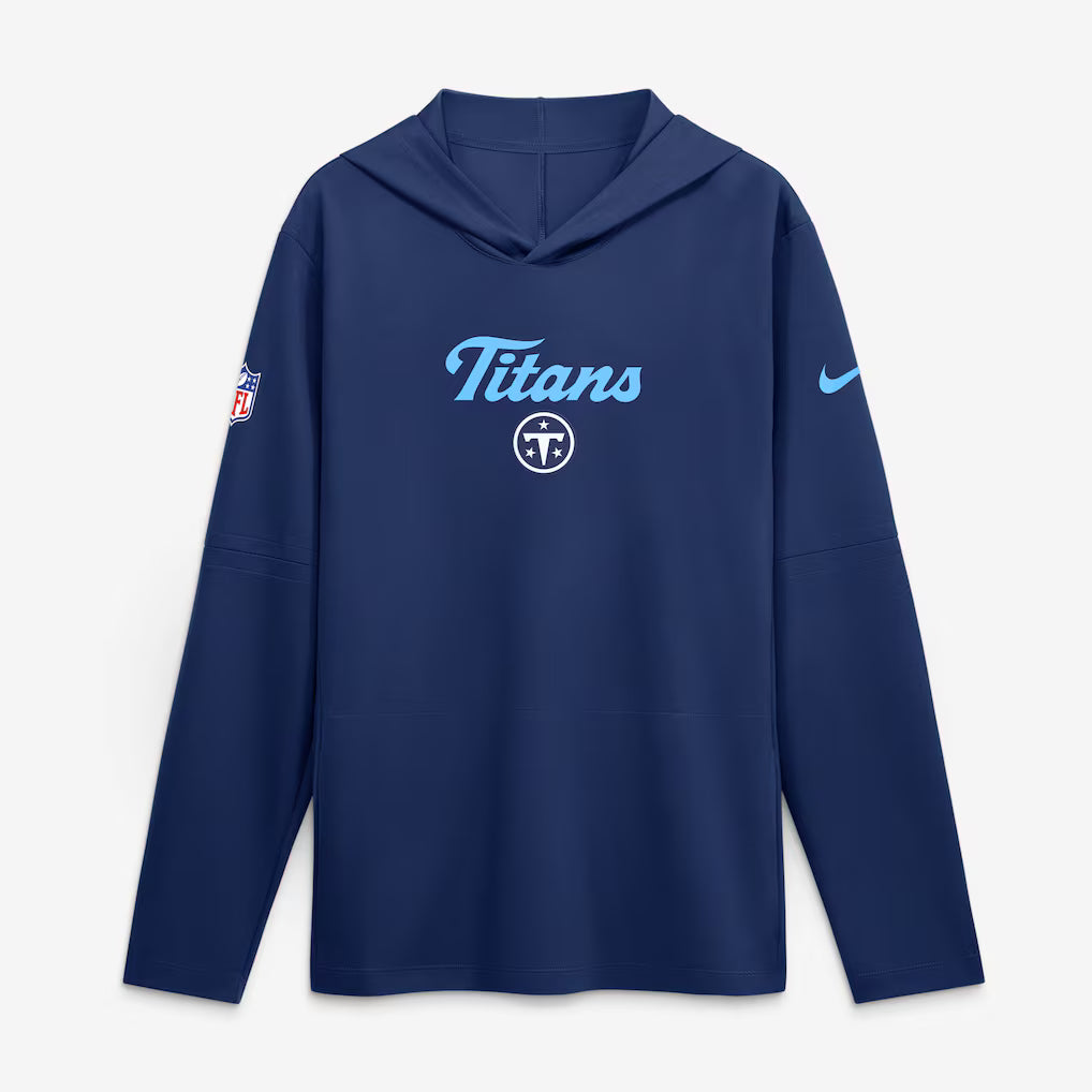 Tennessee Titans Hooded Long Sleeve Top – NFL Nike Rivalries Collection Sideline Lightweight – Navy (USA Sourced)