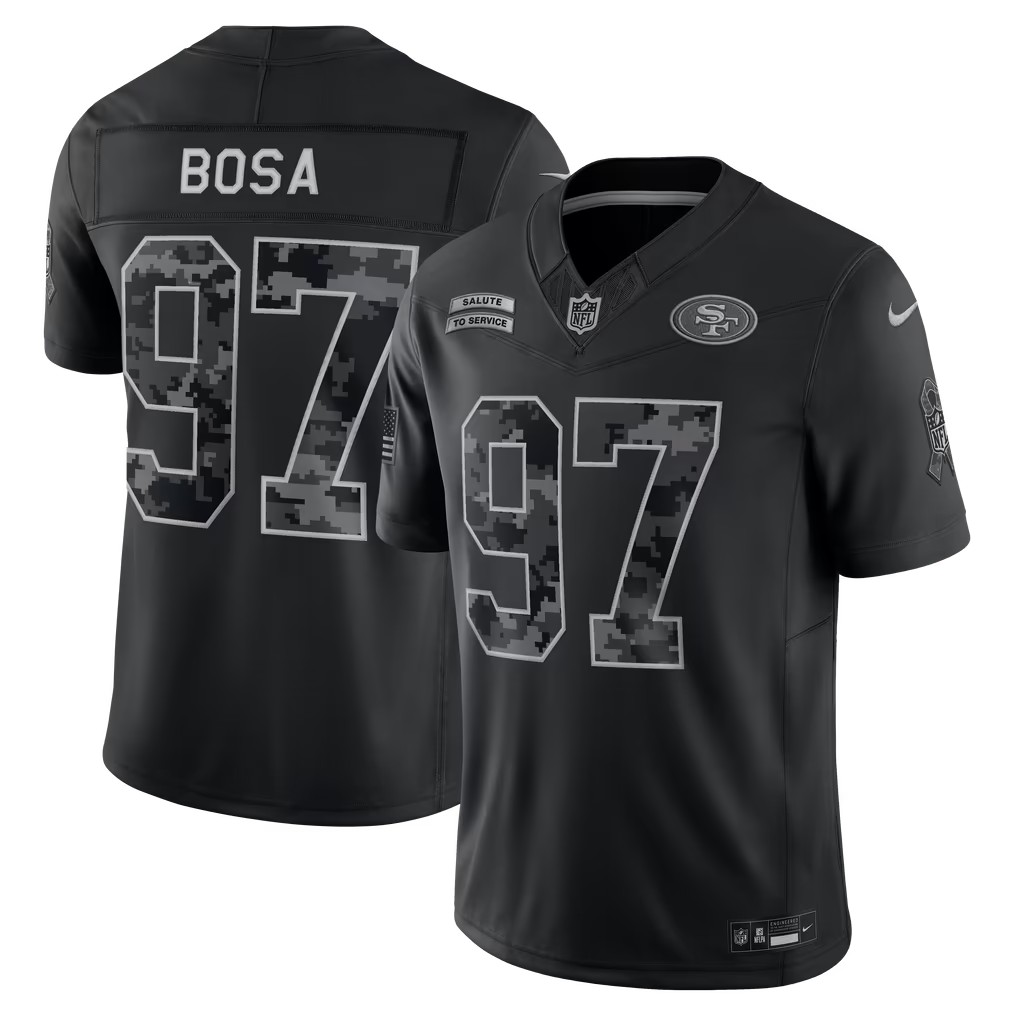 San Francisco 49ers Nick Bosa Jersey – NFL Nike 2026 Salute to Service Stitched Limited – Black (USA Sourced)