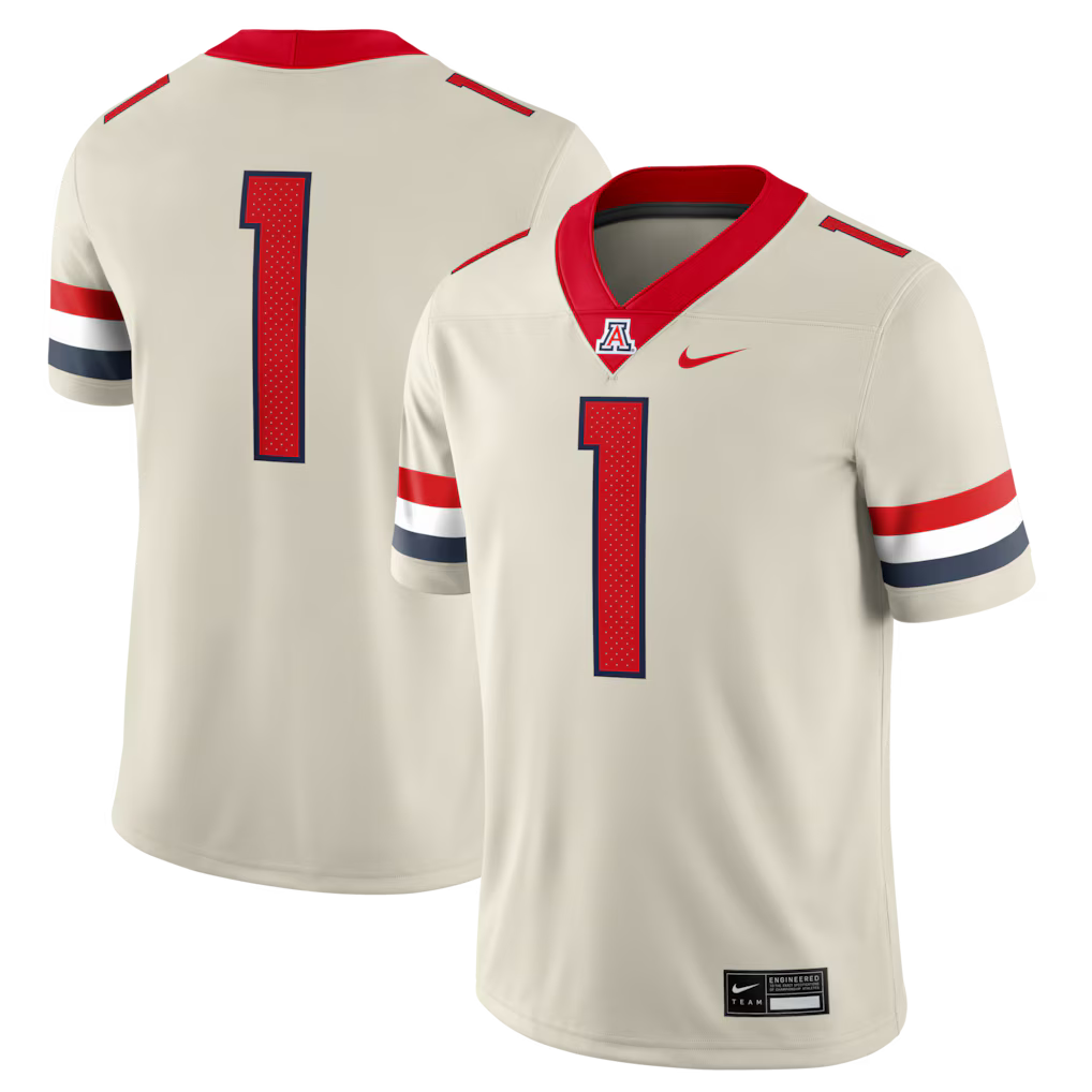 Arizona Wildcats Football Jersey – NCAA Nike Home Game – Cream (USA Sourced)