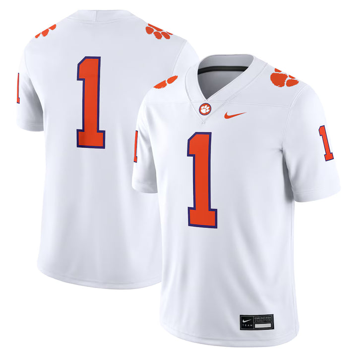 Clemson Tigers Football Jersey – NCAA Nike Game – White (USA Sourced) - UKASSNI