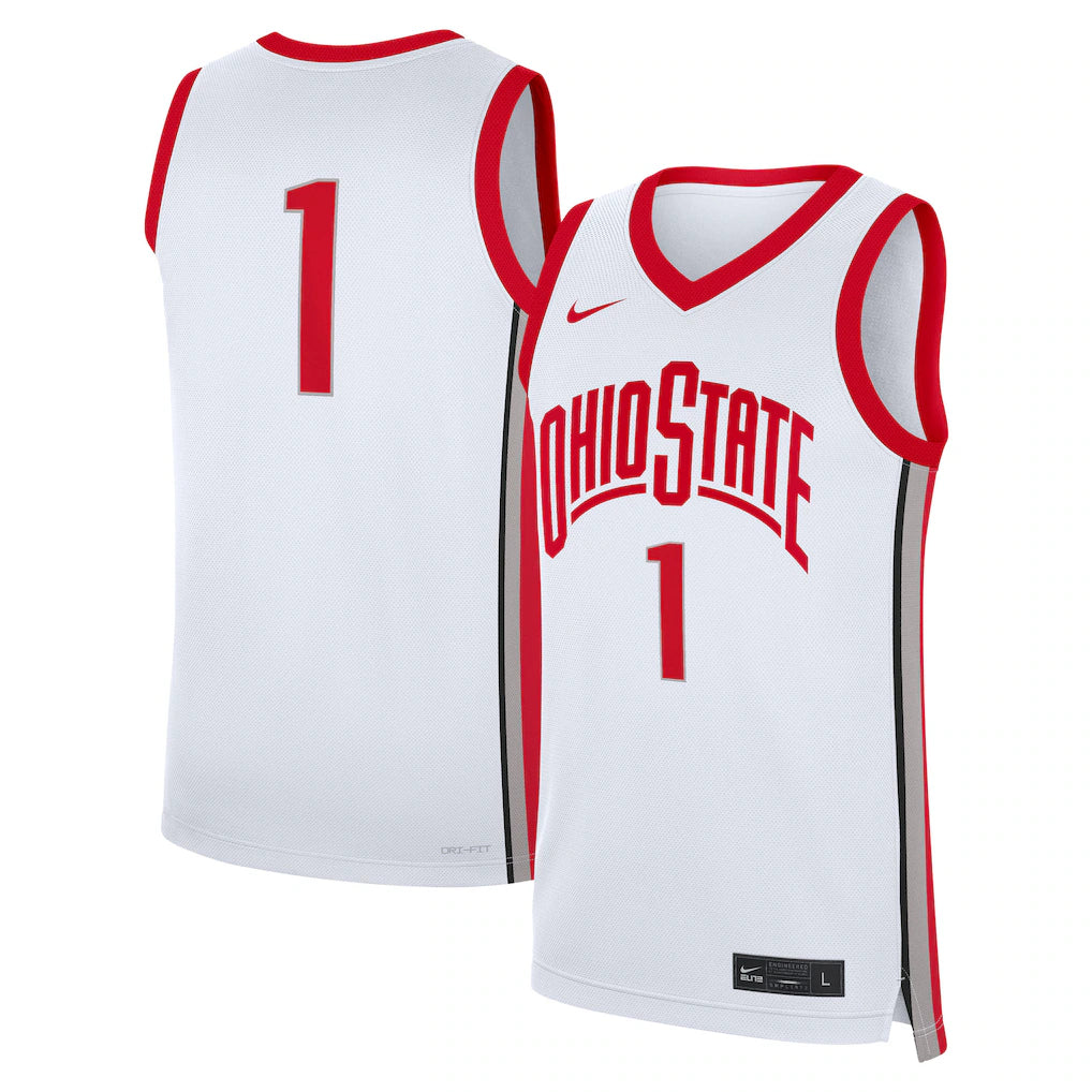 Ohio State Buckeyes NCAA Nike Basketball Home Replica Jersey - White (USA Stock)