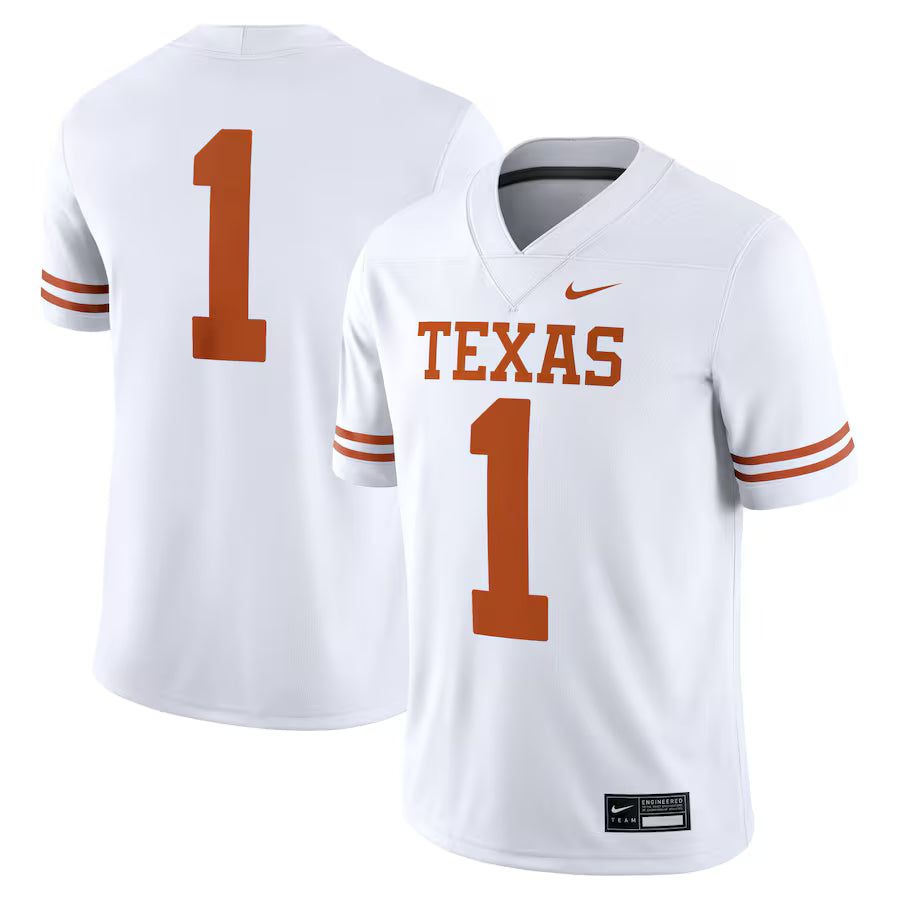 #1 Texas Longhorns NCAA Nike Large Game Jersey – White (UK Stock) - UKASSNI