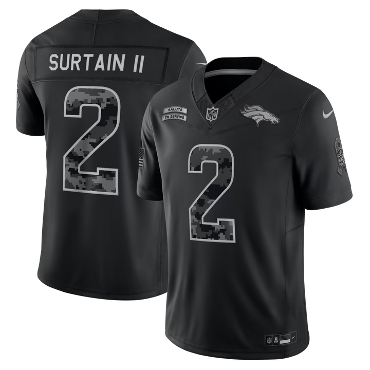 Denver Broncos Patrick Surtain II Jersey – NFL Nike 2026 Salute to Service Stitched Limited – Black (USA Sourced)
