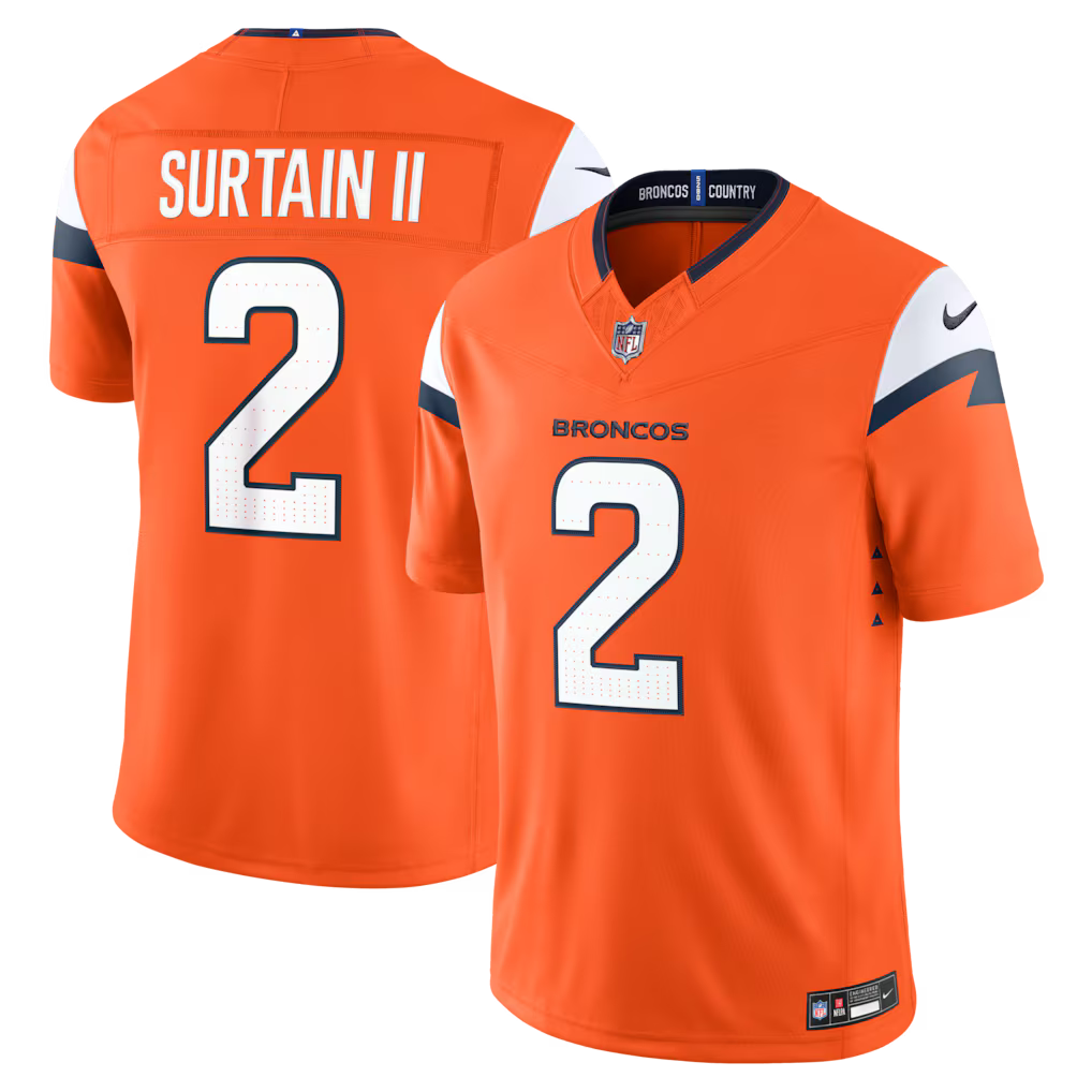 Denver Broncos Patrick Surtain II Jersey - NFL Nike Vapor F.U.S.E. Stitched Limited – Orange (USA Sourced)