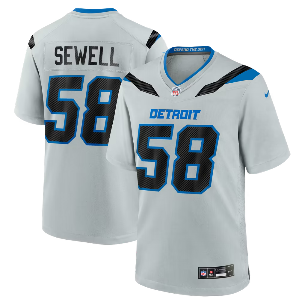 Detroit Lions Penei Sewell Jersey – NFL Nike 2026 Rivalries Collection Game – Silver (USA Sourced)
