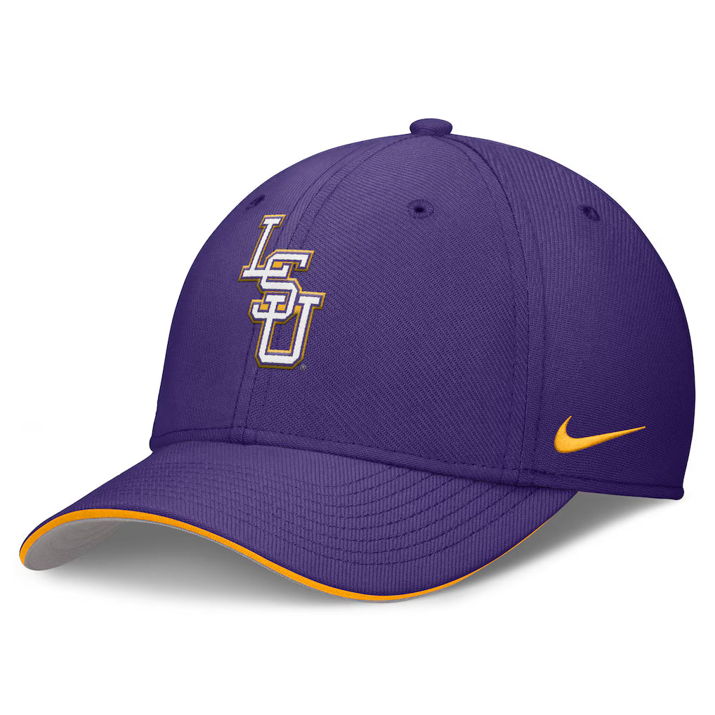 LSU Tigers NCAA Nike 2025 Dugout Coaches Rise Swoosh Performance Flex Hat – Purple (USA Stock) - UKASSNI