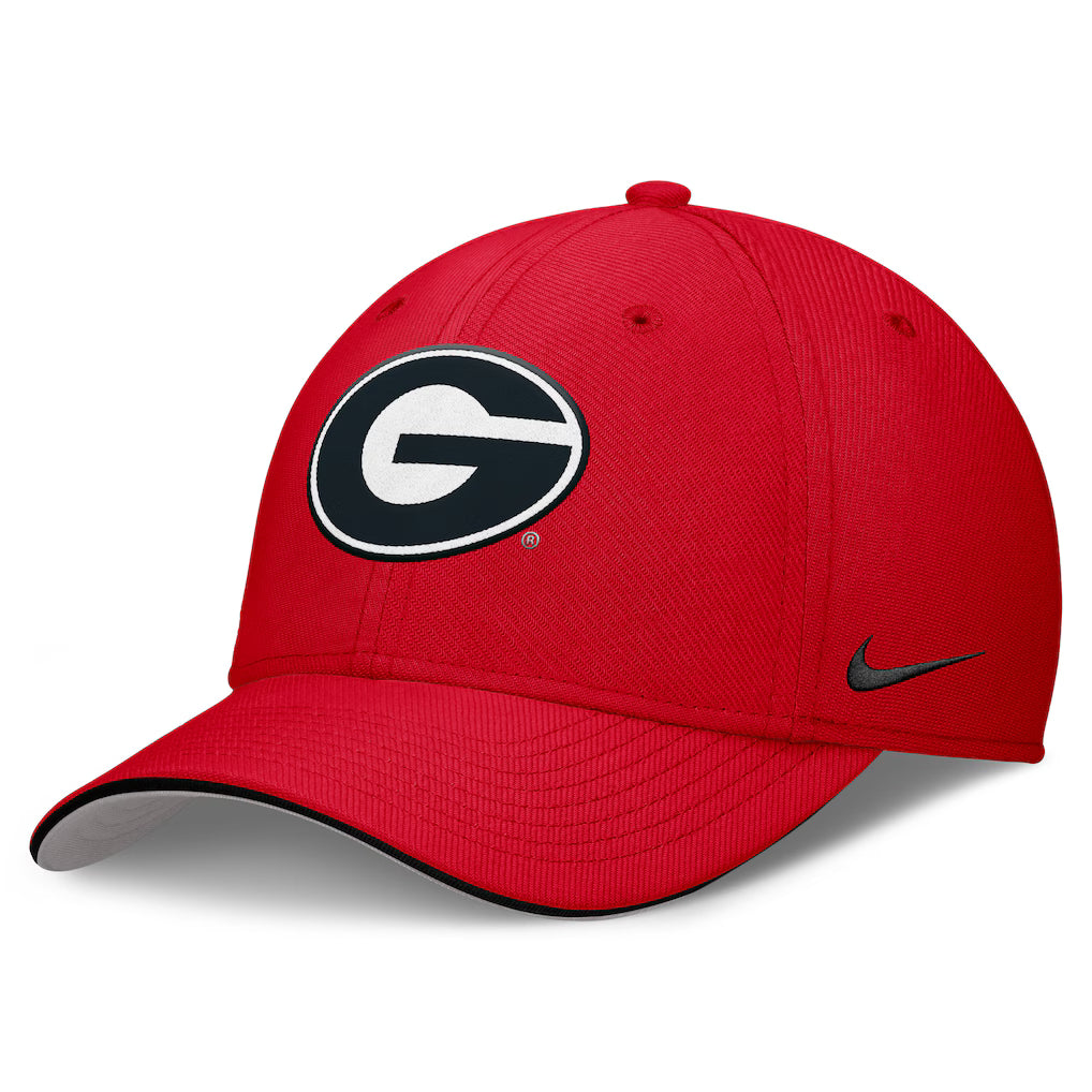 Georgia Bulldogs Nike 2025 Dugout Coaches Rise Swoosh Performance Flex Hat - Red - UKASSNI