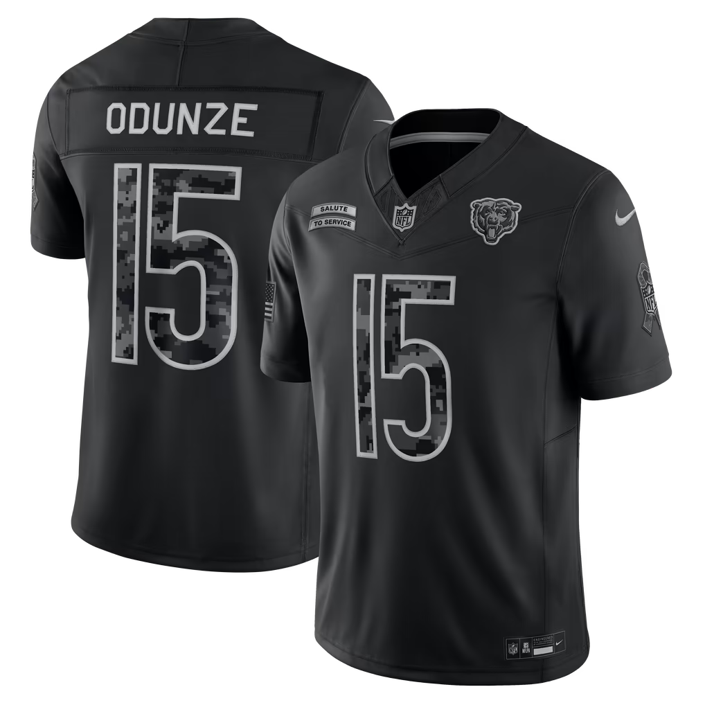 Chicago Bears Rome Odunze Jersey – NFL Nike 2026 Salute to Service Stitched Limited – Black (USA Sourced)