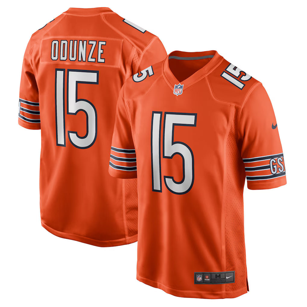 Chicago Bears NFL Rome Odunze Nike Alternate Game Jersey – Orange (USA Stock) - UKASSNI