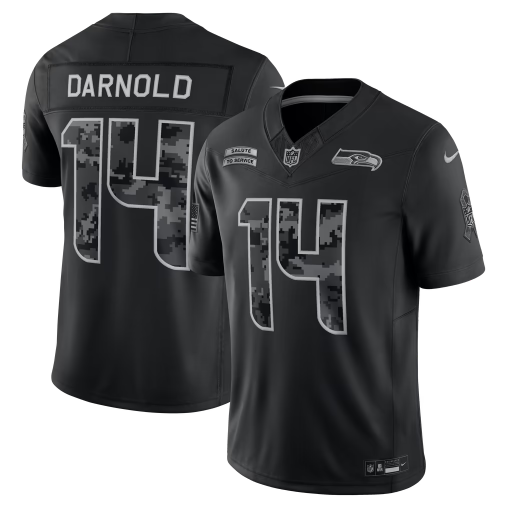 Seattle Seahawks Sam Darnold Jersey – NFL Nike 2026 Salute to Service Stitched Limited – Black (USA Sourced)