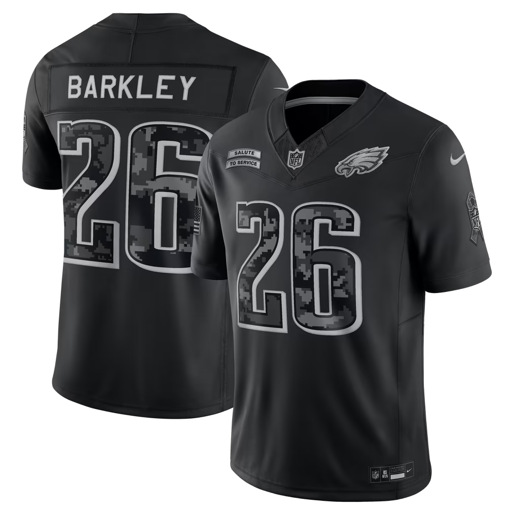 Philadelphia Eagles Saquon Barkley Jersey – NFL Nike 2026 Salute to Service Stitched Limited – Black (USA Sourced)
