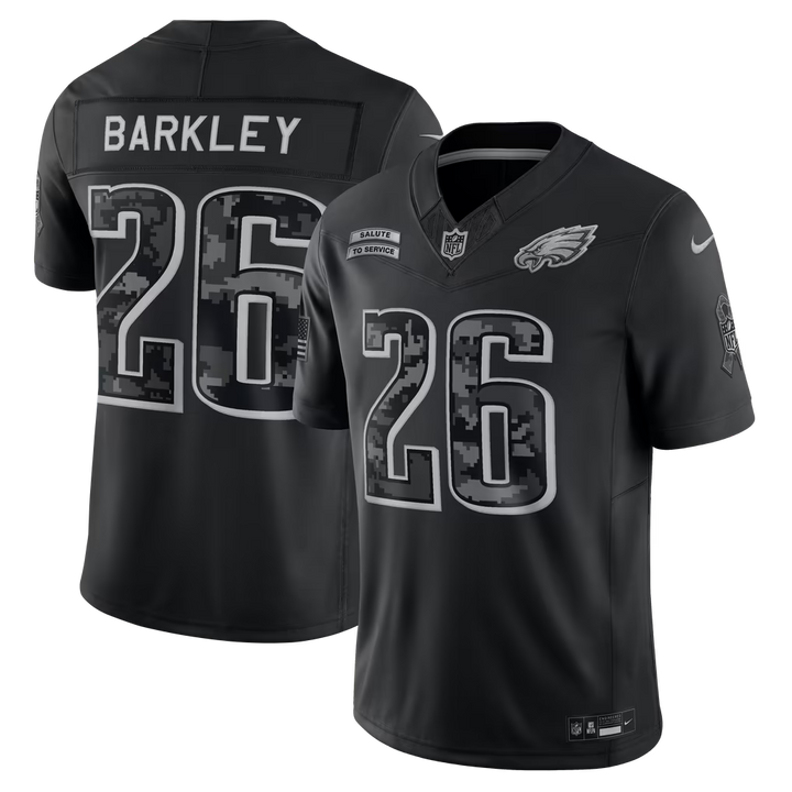 Philadelphia Eagles Saquon Barkley Jersey – NFL Nike 2026 Salute to Service Stitched Limited – Black (USA Sourced)