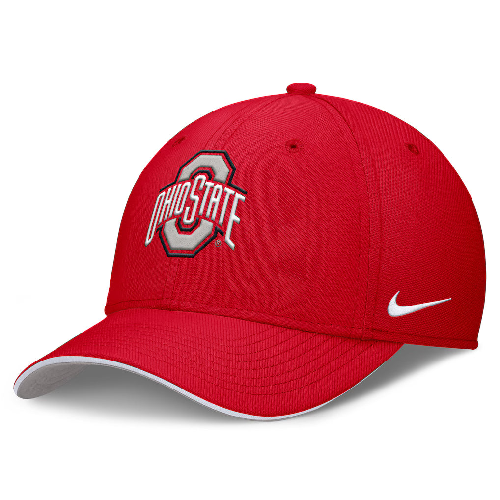 Ohio State Buckeyes NCAA Nike 2025 Dugout Coaches Rise Swoosh Performance Flex Hat – Scarlet (USA Stock) - UKASSNI