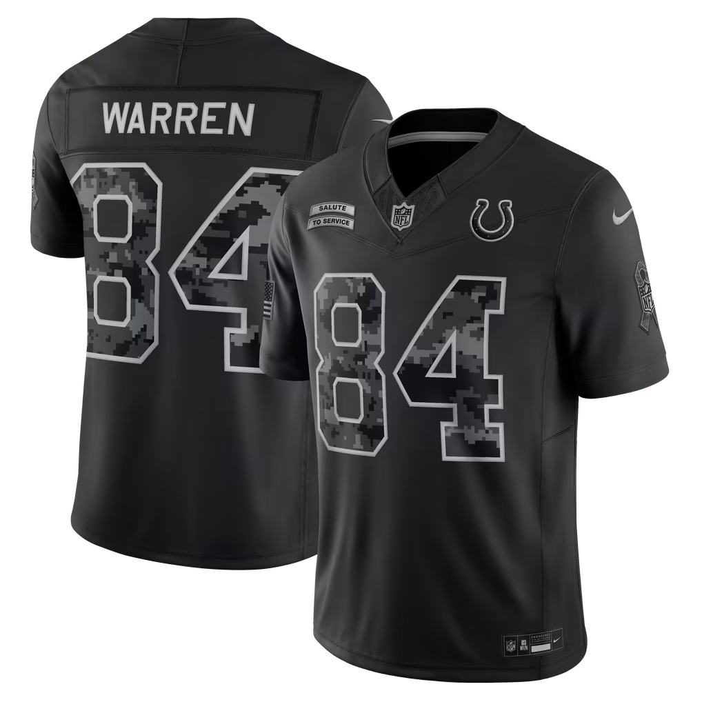 Indianapolis Colts Tyler Warren Jersey – NFL Nike 2026 Salute to Service Stitched Limited – Black (USA Sourced)