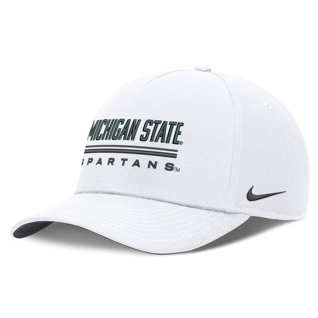 Michigan State Spartans Nike 2026 Sideline Dri-FIT Rise Adjustable Hat - NCAA – White (USA Sourced)