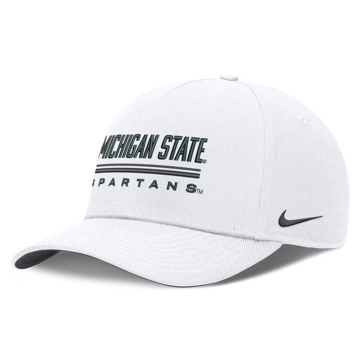 Michigan State Spartans Nike 2026 Sideline Dri-FIT Rise Adjustable Hat - NCAA – White (USA Sourced)