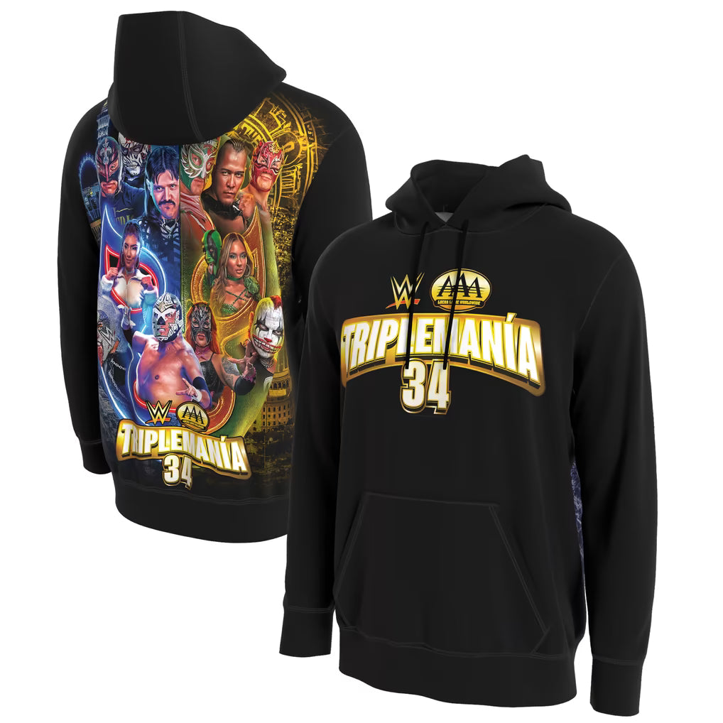 AAA Triplemania 34 WWE Hoodie – ProSphere Event Graphic – Black (USA Sourced)