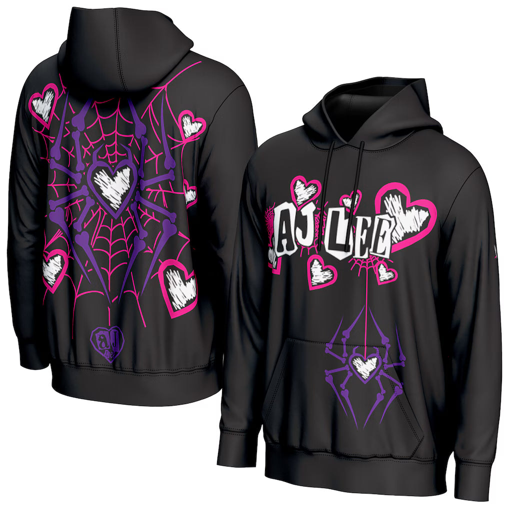 AJ Lee WWE ProSphere Spider Web Hoodie – Black (USA Stock) - UKASSNI