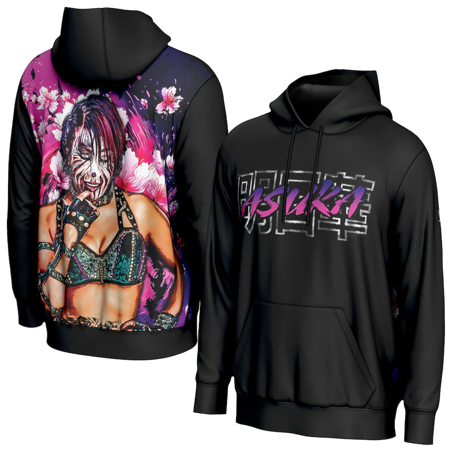 Asuka WWE ProSphere Blossom Pullover Hoodie – Black (USA Stock) - UKASSNI