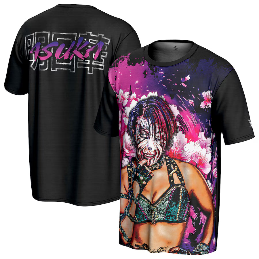 Asuka WWE ProSphere Blossom T-Shirt – Black (USA Stock) - UKASSNI