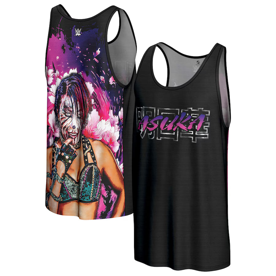 Asuka WWE ProSphere Blossom Tank Top – Black (USA Stock) - UKASSNI