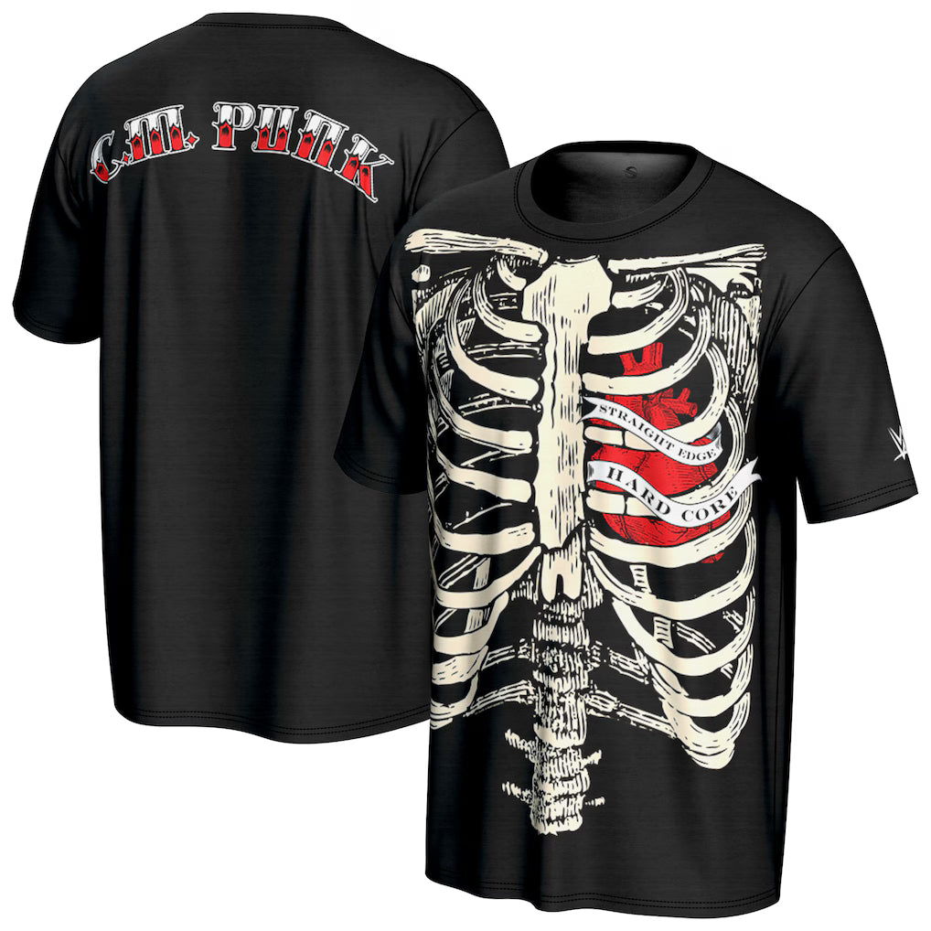 CM Punk WWE ProSphere Ribcage T-Shirt – Black (UK Stock) - UKASSNI