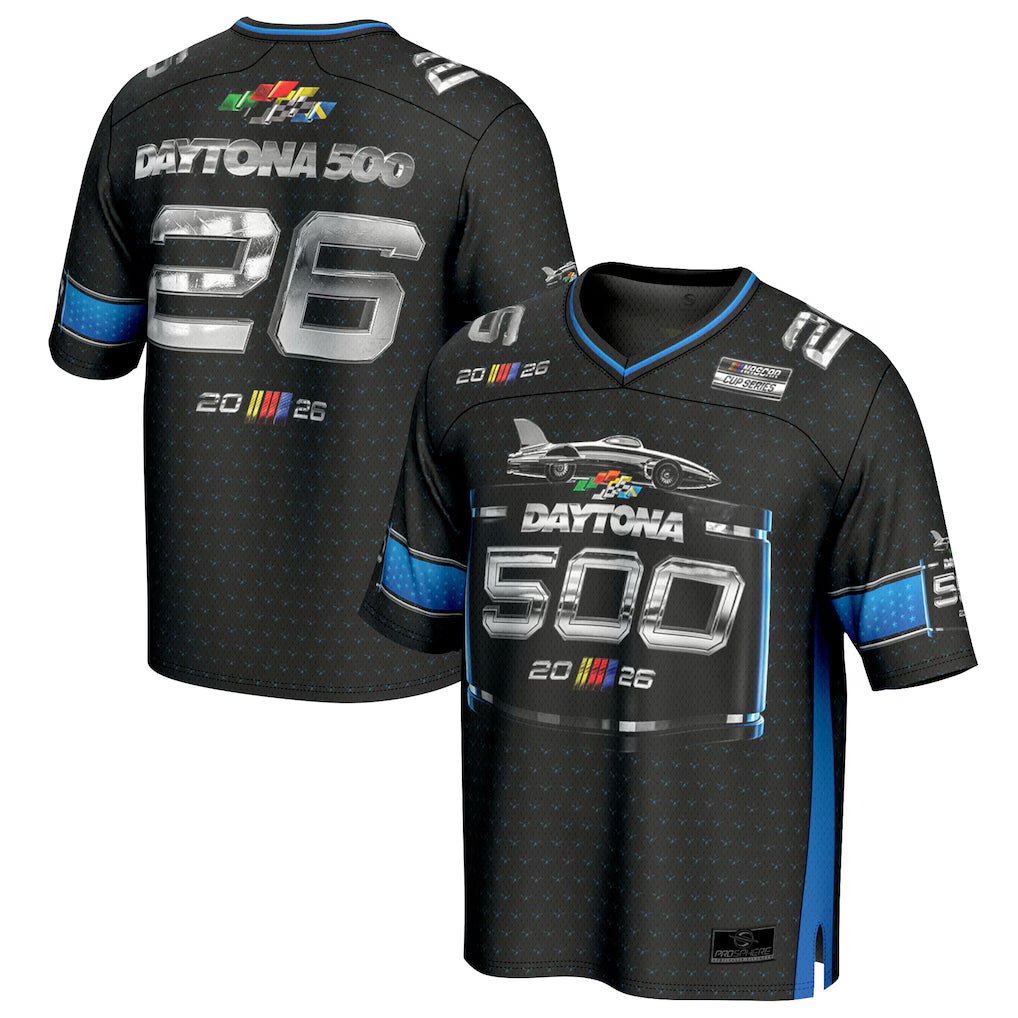 Daytona International Speedway NASCAR ProSphere 2026 Daytona 500 Football Jersey – Black (USA Stock) - UKASSNI