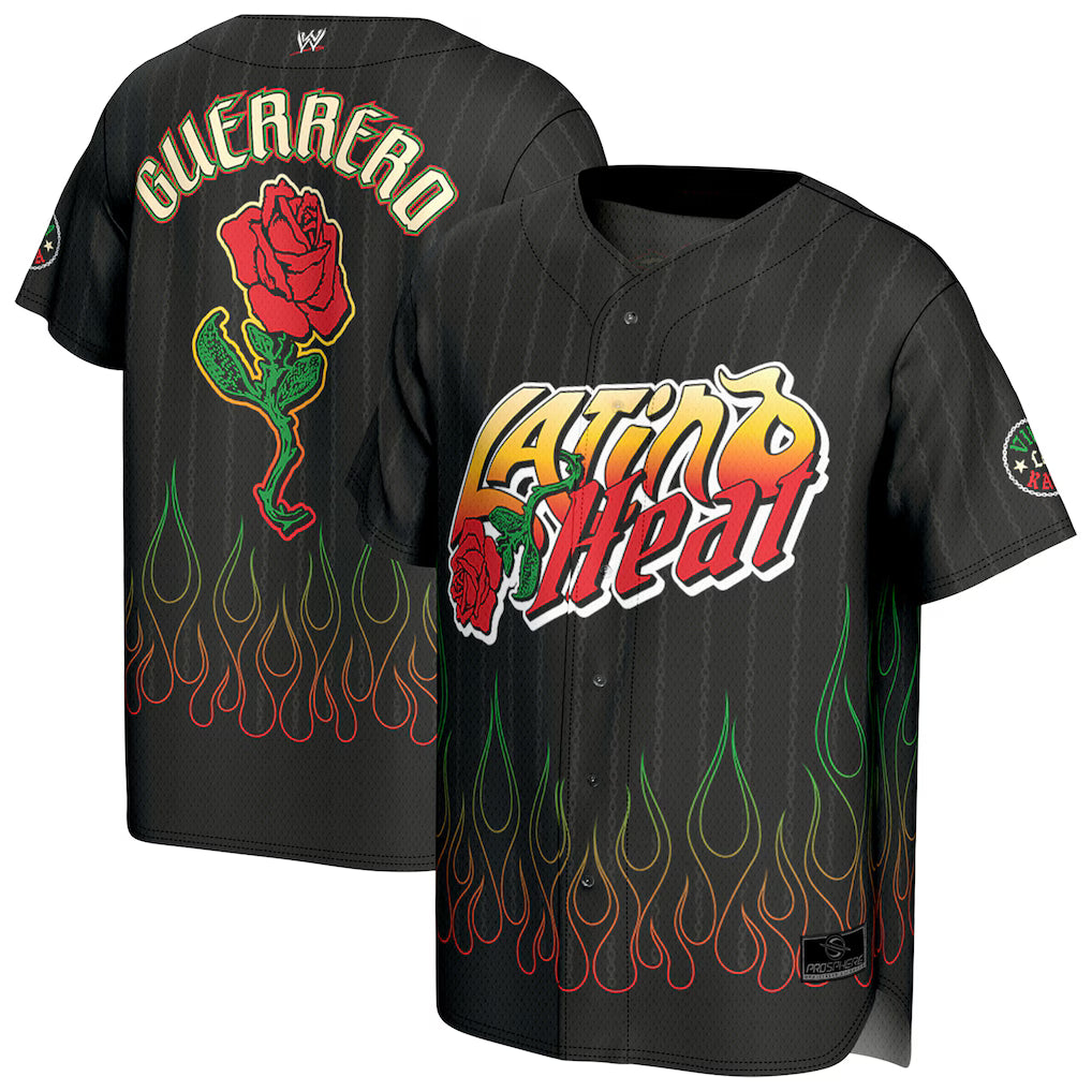 Eddie Guerrero WWE ProSphere Latino Heat Baseball Jersey – Black (USA Stock) - UKASSNI