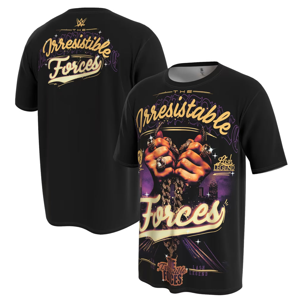 Irresistible Forces WWE T-Shirt – ProSphere Nia Jax &amp; Lash Legend Graphic – Black (USA Sourced)