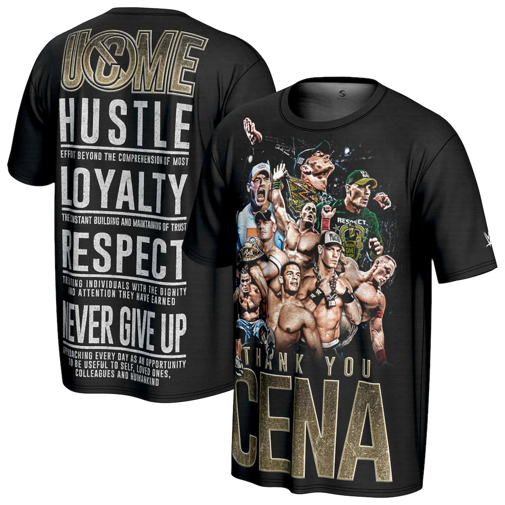 John Cena WWE ProSphere Thank You T-Shirt – Black (USA Stock) - UKASSNI