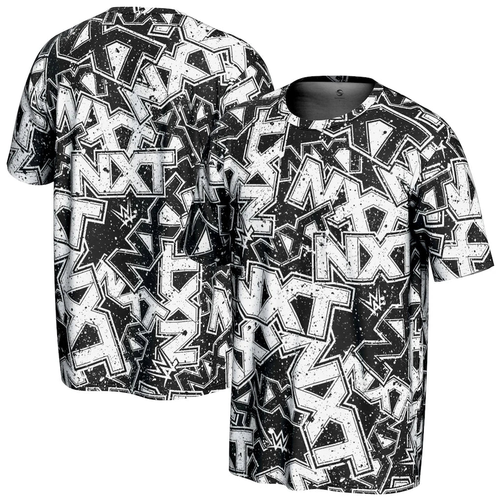 WWE NXT Logo Allover Print T-Shirt – Black | ProSphere (USA Stock) - UKASSNI