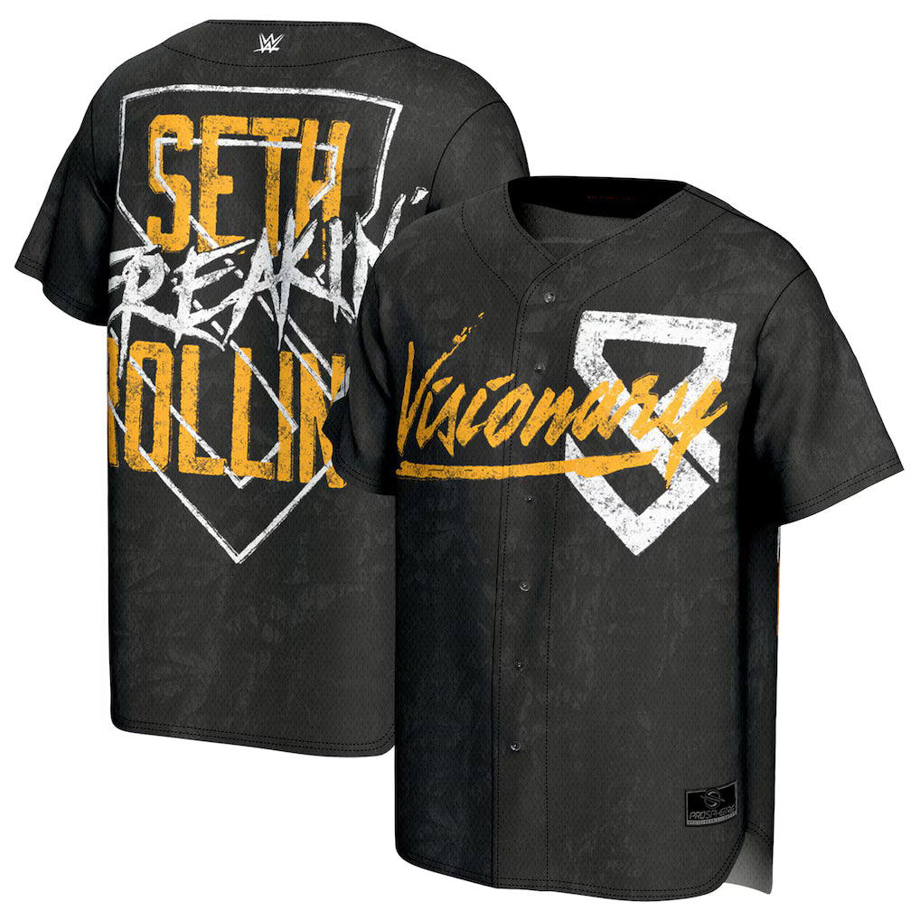 Seth Rollins WWE ProSphere Visionary Fashion Baseball Jersey – Black (USA Stock) - UKASSNI