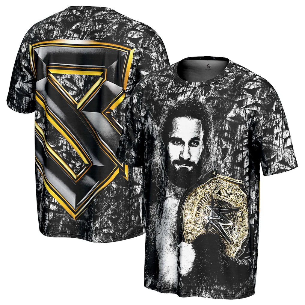 Seth Rollins WWE ProSphere World Heavyweight Champion T-Shirt – Black (USA Stock) - UKASSNI