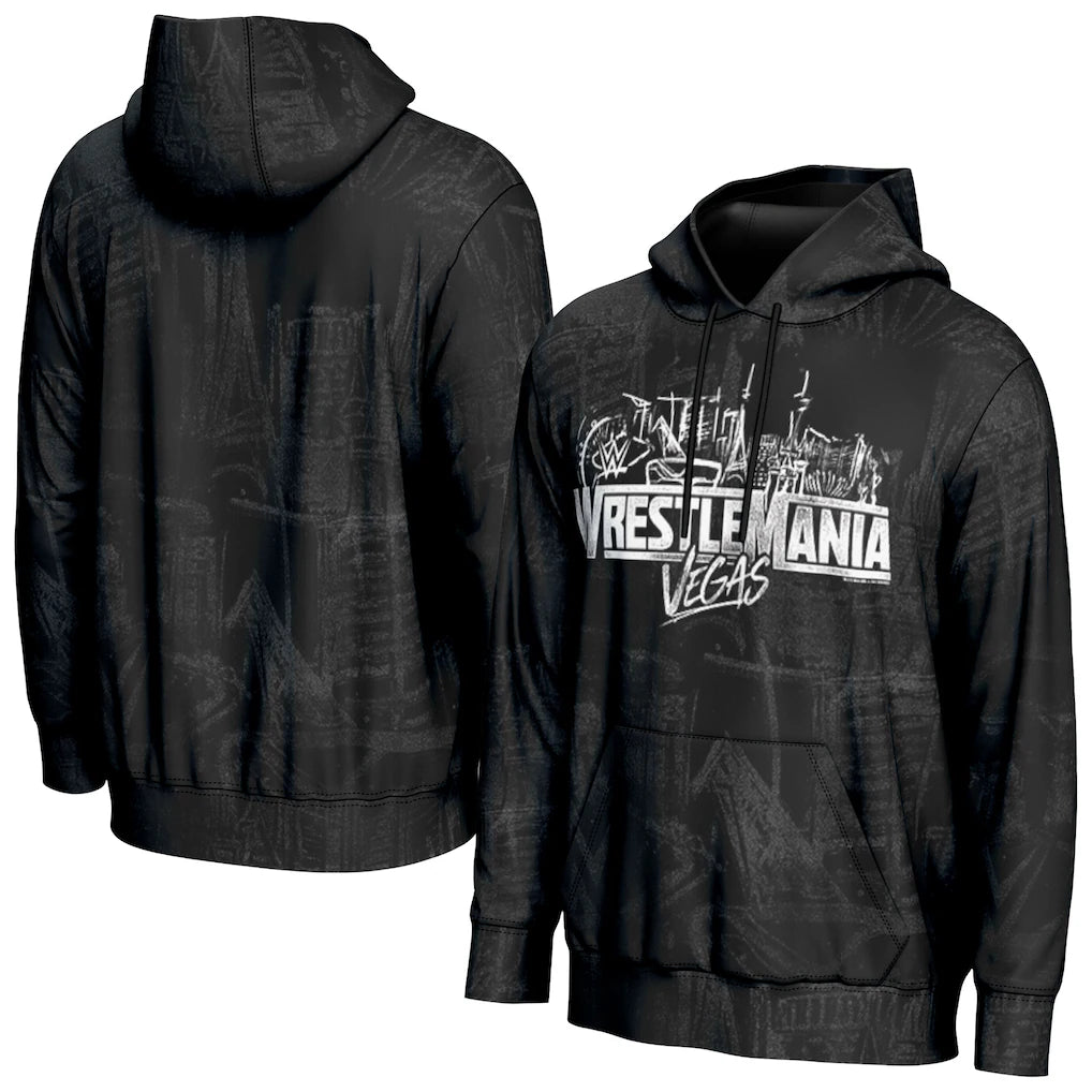 WrestleMania 42 WWE ProSphere Pattern Hoodie – Black (USA Stock)