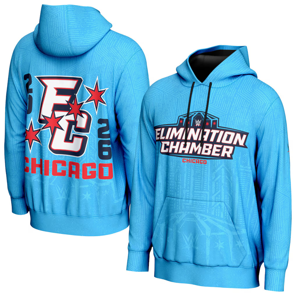 WWE 2026 Elimination Chamber ProSphere Hoodie – Blue (USA Stock) - UKASSNI