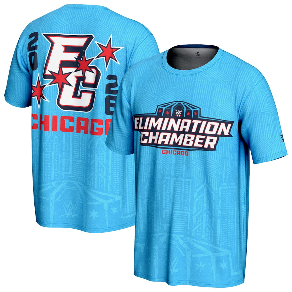 WWE 2026 Elimination Chamber ProSphere T-Shirt – Blue (USA Stock) - UKASSNI