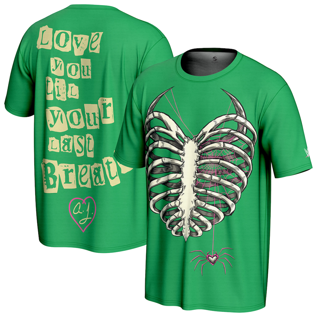 AJ Lee WWE ProSphere Ribcage T-Shirt – Green (USA Stock) - UKASSNI